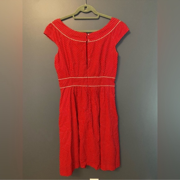 ModCloth, Emily + Fin—Red White Polka dot Dress Y2K— M - Picture 2 of 7